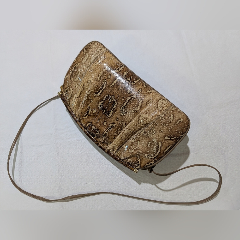Vintage Authentic Python Leather Shoulder Bag Pur… - image 7